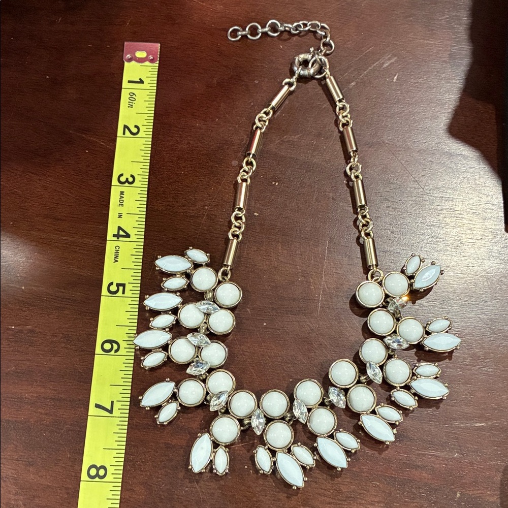 White and Gold Tone Statement Necklace - Picture 7 of 7
